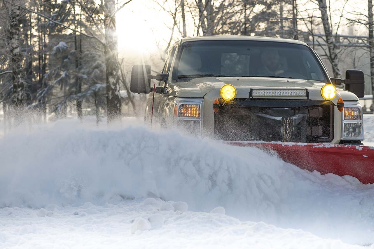 Jonathan's Contracting snow plowing truck in Midland area